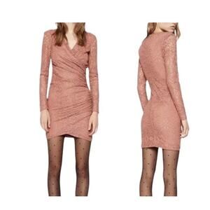 Bardot Dress Isla long sleeve lace side gathered size 10 XL